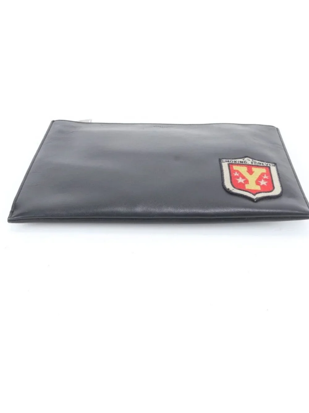 ★SOLD★ Saint Laurent YSL Yves Smoking Forever Patch Leather Clutch Pouch - Picture 5 of 8